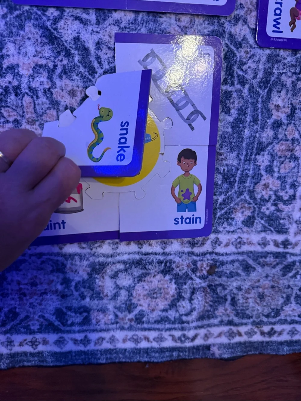 Children's Purple Phonics Puzzle Cards - Early Reading Game